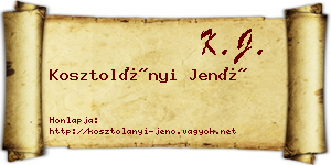 Kosztolányi Jenő névjegykártya