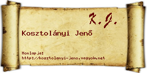 Kosztolányi Jenő névjegykártya